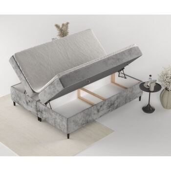 Tmavosivá boxspring posteľ s úložným priestorom 200x200 cm Araya – Maison de Rêve - Image 10
