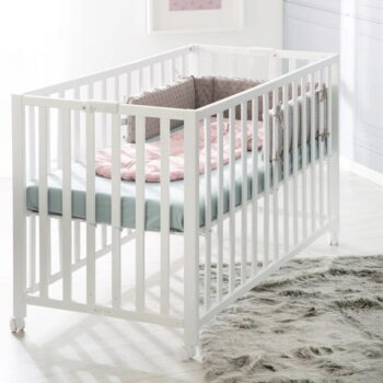 Biela skladacia postieľka na kolieskach 60x120 cm Fold up – Roba - Image 5