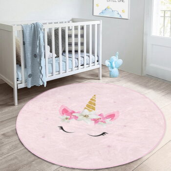 Ružový detský koberec ø 80 cm Comfort – Mila Home - Image 4