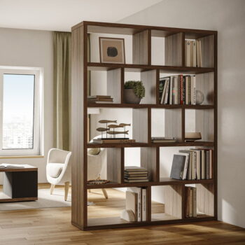 Hnedá knižnica v dekore orecha 150x198 cm Berlin – TemaHome - Image 11