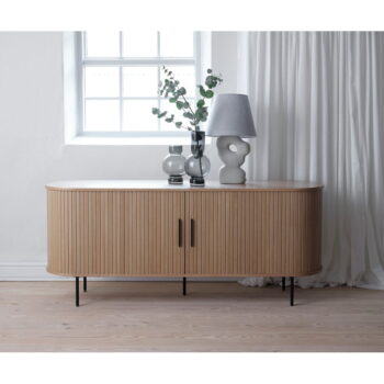 Nízka komoda v dekore duba s posuvnými dverami v prírodnej farbe 76x180 cm Nola – Unique Furniture – Obrázok 4