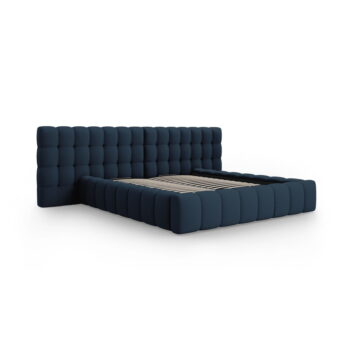 Tmavomodrá čalúnená dvojlôžková posteľ s úložným priestorom a roštom 160x200 cm Mamaia – Micadoni Home – Obrázok 2