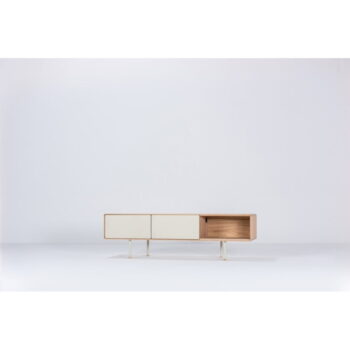 TV stolík z dubového dreva v bielo-prírodnej farbe 160x48 cm Fina – Gazzda – Obrázok 9