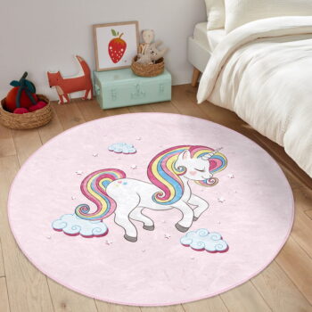 Ružový detský koberec ø 80 cm Comfort – Mila Home - Image 3