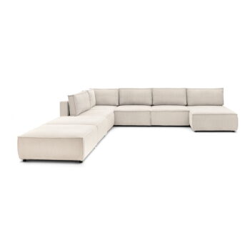 Krémovobiela menčestrová rohová pohovka (do tvaru "U"/variabilná) Nihad modular – Bobochic Paris - Image 7