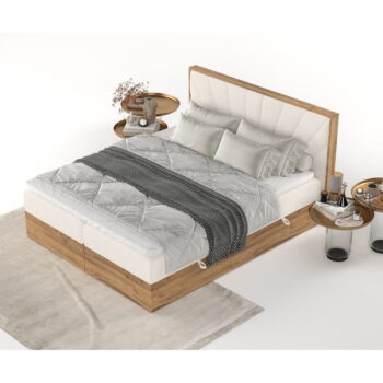 Boxspring posteľ s úložným priestorom v krémovo-prírodnej farbe 160x200 cm Asahi – Maison de Rêve - Image 8