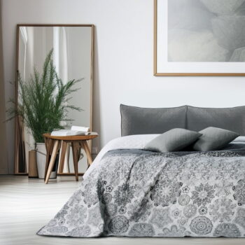 Bielo-sivý obojstranný pléd z mikrovlákna DecoKing Alhambra, 240 × 260 cm - Image 6