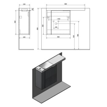 Hnedá závesná skrinka bez umývadla v dekore borovice 50x50 cm Latus Vi – Sapho - Image 3