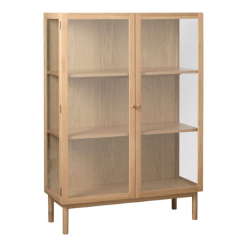 Vitrína z dubového dreva v prírodnej farbe 140x100 cm Elba – Unique Furniture – Obrázok 6