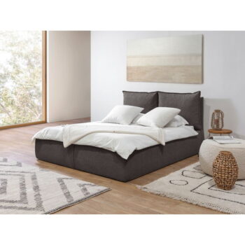 Tmavosivá čalúnená dvojlôžková posteľ s úložným priestorom a roštom 180x200 cm Garancia – Bobochic Paris - Image 9
