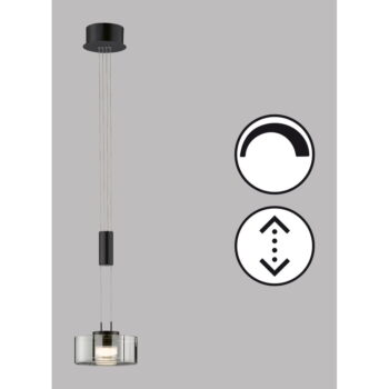 Čierne LED stmievateľné závesné svietidlo so skleneným tienidlom ø 20 cm Lavin – Fischer & Honsel - Image 2