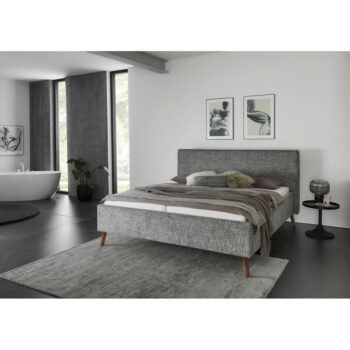 Sivá čalúnená dvojlôžková posteľ s úložným priestorom s roštom 160x200 cm Riva – Meise Möbel - Image 3