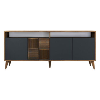 Nízka komoda v dekore orecha v antracitovej a prírodnej farbe 180x79 cm Milan – Kalune Design - Image 2