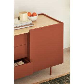 Nízka komoda v dekore duba v tehlovo-prírodnej farbe 180x78 cm Otto – Teulat - Image 9