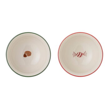 Bielo-zelené misky s vianočným motívom z kameniny v súprave 2 ks ø 14 cm Jolly – Bloomingville - Image 3