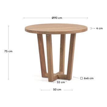 Okrúhly jedálenský stôl z masívu akácie v prírodnej farbe ø 90 cm Nahla – Kave Home – Obrázok 4