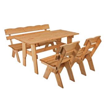 Záhradný jedálenský set z borovicového dreva v prírodnej farbe pre 4 Black Forest – Garden Pleasure - Image 2