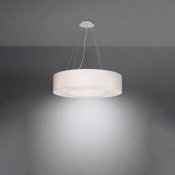 Biele závesné svietidlo s textilným tienidlom ø 70 cm Galata – Nice Lamps - Image 3