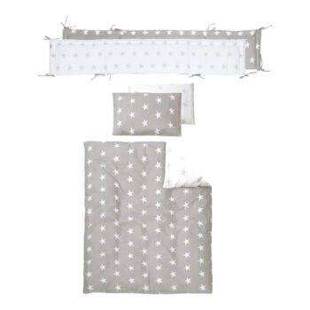 Biela postieľka na kolieskach s baldachýnom 60x120 cm Little stars – Roba - Image 5