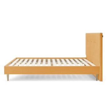 Žltá čalúnená dvojlôžková posteľ s roštom 160x200 cm Tory - Bobochic Paris – Obrázok 3