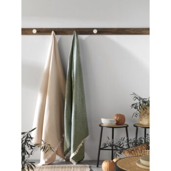 Svetlobéžový pléd s podielom bavlny Euromant Linen, 140 x 180 cm – Obrázok 4
