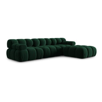 Zelená zamatová rohová pohovka Bellis – Micadoni Home - Image 3