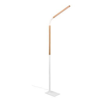LED stojacia lampa v bielej a prírodnej farbe s dreveným tienidlom (výška 169,5 cm) Norris – Trio - Image 3