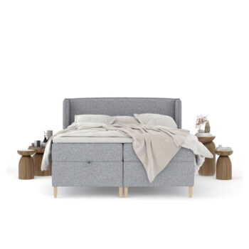 Sivá boxspring posteľ s úložným priestorom 200x200 cm Monpelli – Maison de Rêve – Obrázok 10