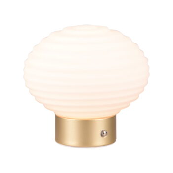 Stmievateľná LED stolová lampa v bielej a zlatej farbe so skleneným tienidlom (výška 14,5 cm) Earl – Trio - Image 3