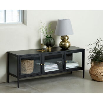 Čierny kovový TV stolík 132x52 cm Carmel - Unique Furniture – Obrázok 4