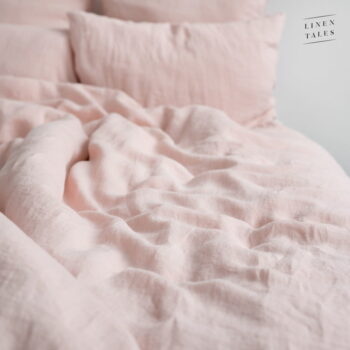 Svetloružová ľanová obliečka na perinu na dvojlôžko/predĺžená 200x220 cm Misty Rose – Linen Tales - Image 3
