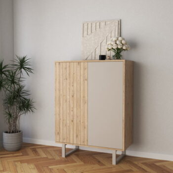 Skrinka v dekore duba v sivo-prírodnej farbe 90x120 cm Millay – Marckeric - Image 5