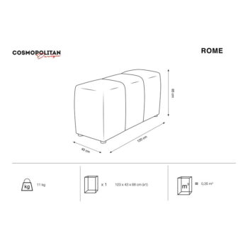 Sivá zamatová podrúčka k modulárnej pohovke Rome Velvet - Cosmopolitan Design – Obrázok 3