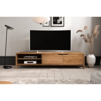 TV stolík z dubového dreva v prírodnej farbe 200x48 cm Twig – The Beds - Image 3