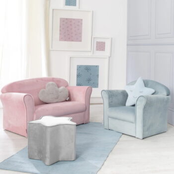Svetloružová zamatová detská pohovka 78 cm Lil Sofa – Roba – Obrázok 4