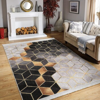 Koberec behúň v sivo-zlatej farbe 80x200 cm – Mila Home - Image 2