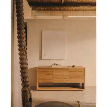 Nízka komoda v dekore duba v prírodnej farbe 151x74 cm Alguema – Kave Home - Image 3