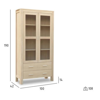 Vitrína v dekore duba v prírodnej farbe 100x190 cm Paris – Furnhouse – Obrázok 6