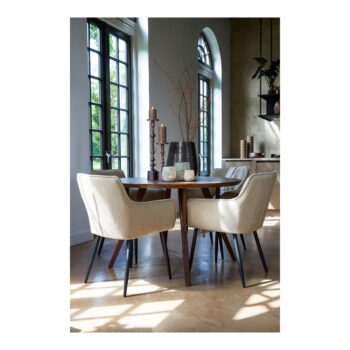 Hnedý okrúhly jedálenský stôl s doskou z akácie ø 140 cm Quenza – Light & Living - Image 6
