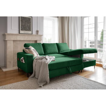 Tmavozelená menčestrová rozkladacia rohová pohovka (pravý roh) Lofty Lilly – Miuform – Obrázok 9