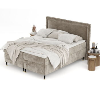 Béžová boxspring posteľ s úložným priestorom 200x200 cm Voyage – Maison de Rêve - Image 10