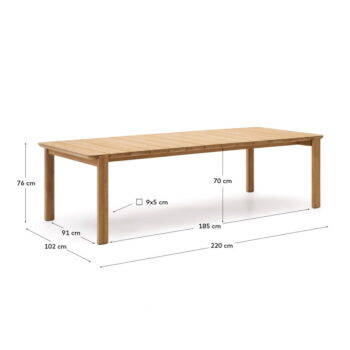 Záhradný jedálenský stôl z dubového dreva 102x220 cm Icaro – Kave Home - Image 7