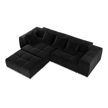 Čierna zamatová rohová pohovka (variabilná) Rome Velvet - Cosmopolitan Design – Obrázok 3