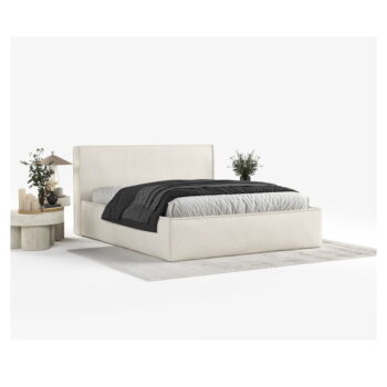 Krémová čalúnená dvojlôžková posteľ s úložným priestorom s roštom 200x200 cm Lounge L – Maison de Rêve - Image 8