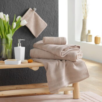 Béžový froté bavlnený uterák 50x90 cm Tendresse – douceur d'intérieur - Image 4
