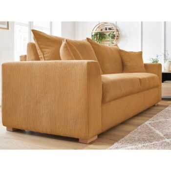 Menčestrová rozkladacia pohovka v horčicovej farbe 225 cm Augustin – Bobochic Paris - Image 9