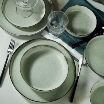 24-dielna súprava zeleného porcelánového riadu Kütahya Porselen Pearl - Image 6