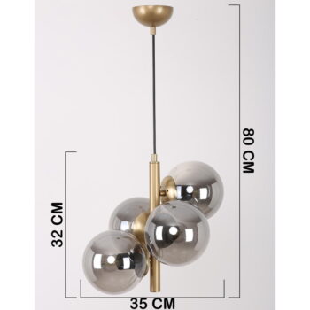 Sivé/v zlatej farbe závesné svietidlo so skleneným tienidlom ø 15 cm Forte – Squid Lighting - Image 6