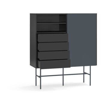 Čierno-antracitová vysoká komoda s posuvnými dverami 120x140 cm Nube – Teulat - Image 4