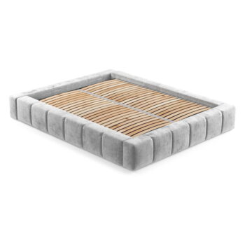 Svetlosivá čalúnená dvojlôžková posteľ s úložným priestorom s roštom 200x200 cm Aruba L – Maison de Rêve – Obrázok 5